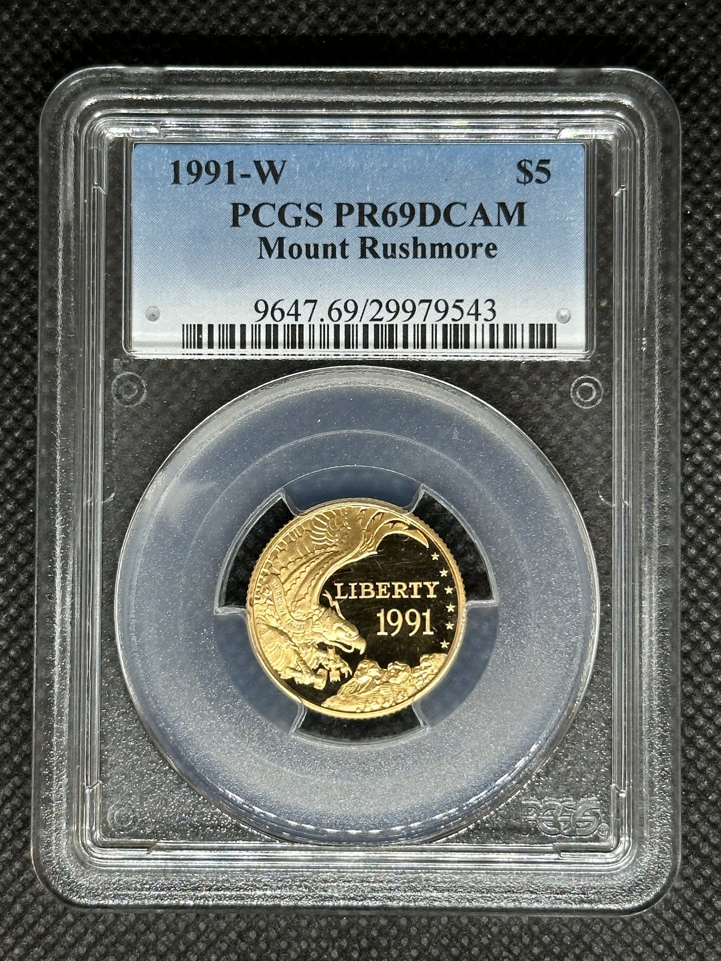 1991-W Mount Rushmore Commemorative $5 Gold PCGS PR69DCAM