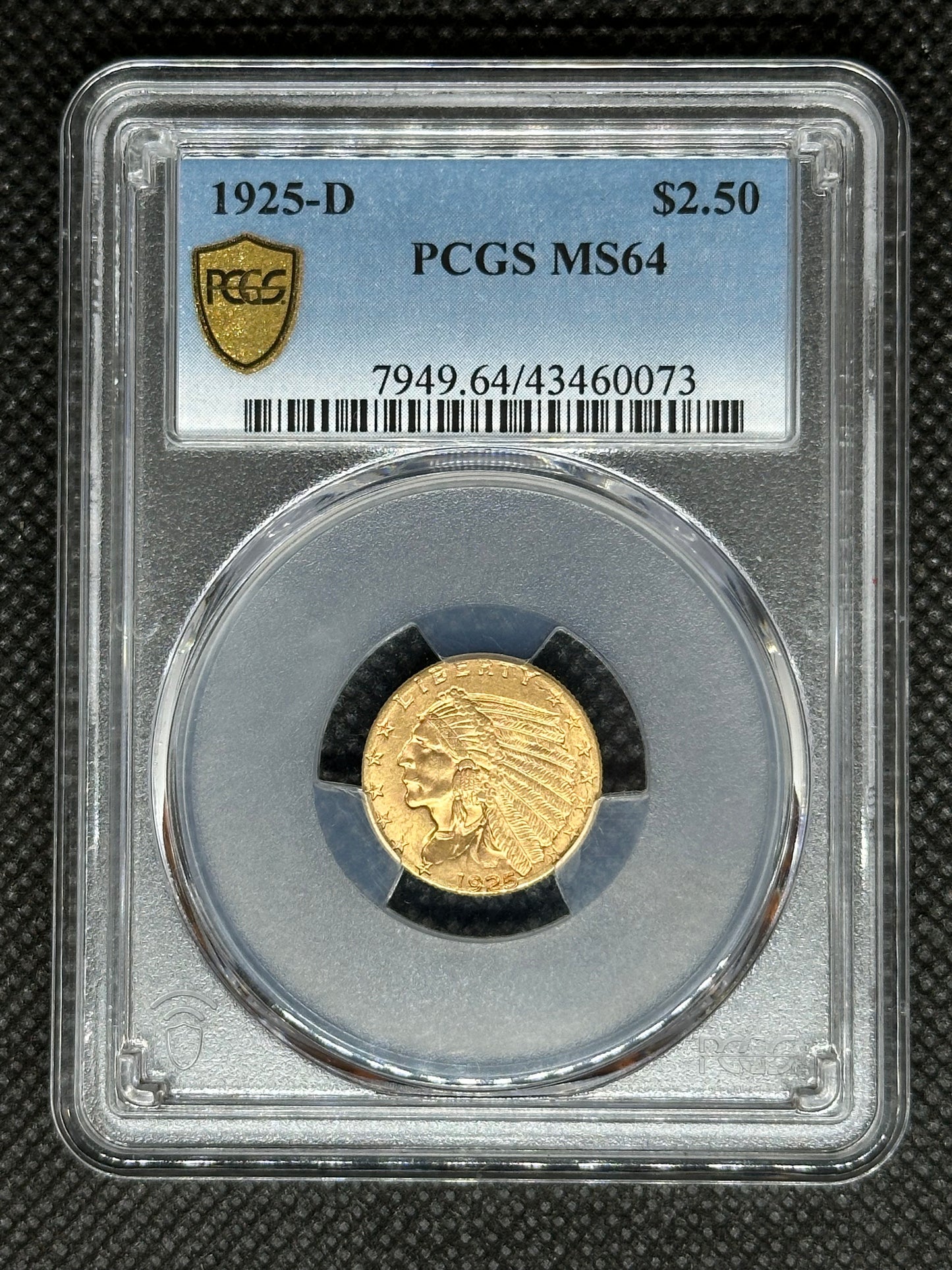 1925-D $2.50 Gold Indian Head PCGS MS64