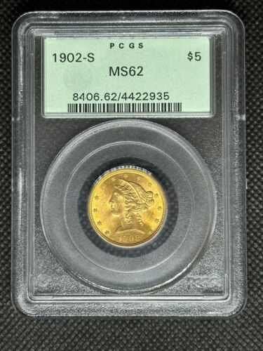 1902-S $5 LIBERTY HEAD HALF EAGLE $5 PCGS MS62 (OGH)