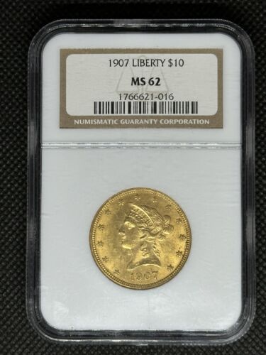 1907 $10 Liberty Head Gold Eagle Coin NGC MS62