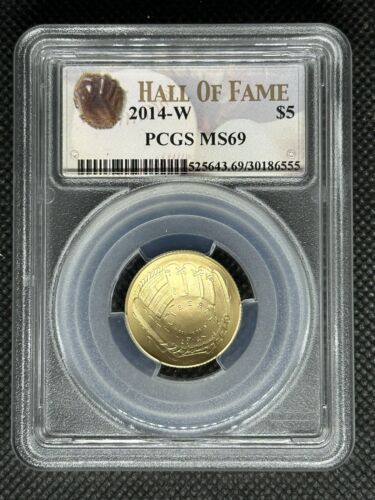 2014 W $5 Gold National Baseball Hall of Fame Coin PCGS MS 69